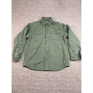 Duluth Trading M Medium Heavy Canvas Snap Button Lined Jacket Green Quilted Men
